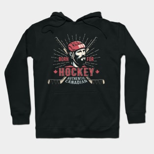 Vintage Canadian hockey print with bearded player Hoodie